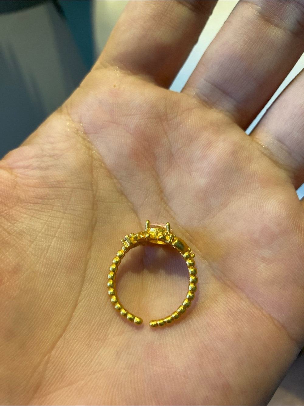 Gold Beaded Open Ring - Women's Fashion Jewelry